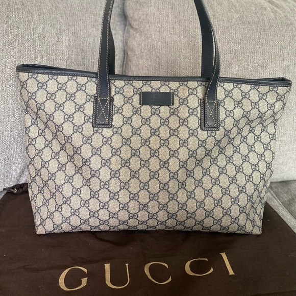 Gucci Plus Tote GG Coated Canvas nevy blue bag - Picture 1 of 15